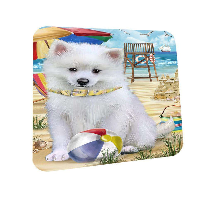 Pet Friendly Beach American Eskimo Dog Coasters Set of 4 CST49919