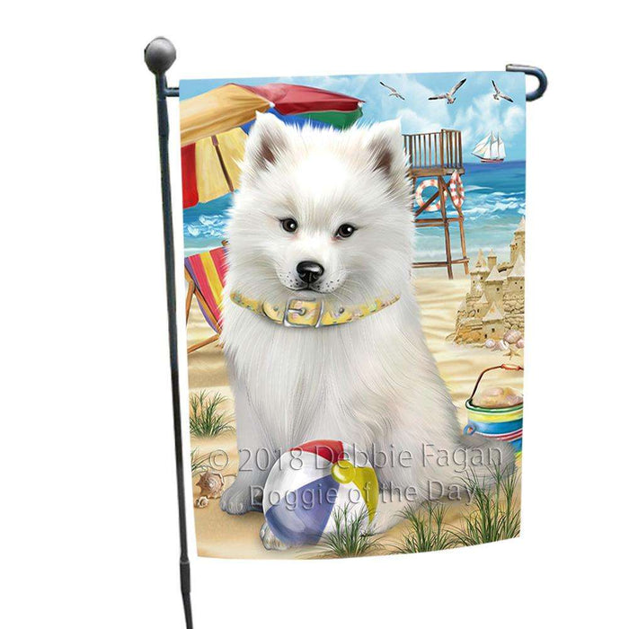 Pet Friendly Beach American Eskimo Dog Garden Flag GFLG49786