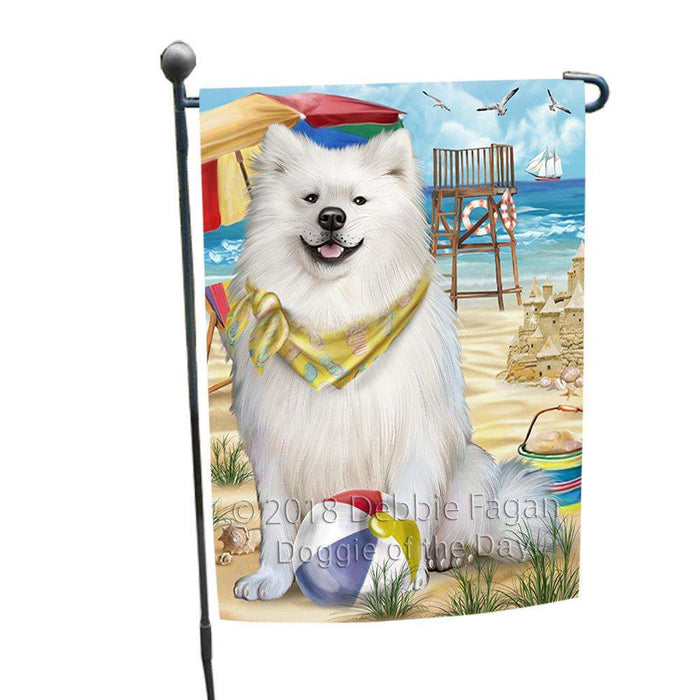 Pet Friendly Beach American Eskimo Dog Garden Flag GFLG49790