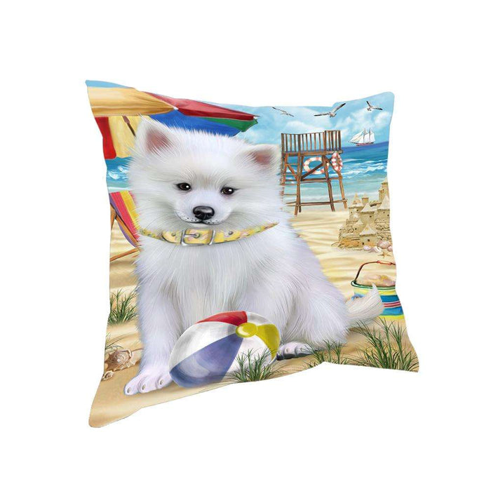 Pet Friendly Beach American Eskimo Dog Pillow PIL55696