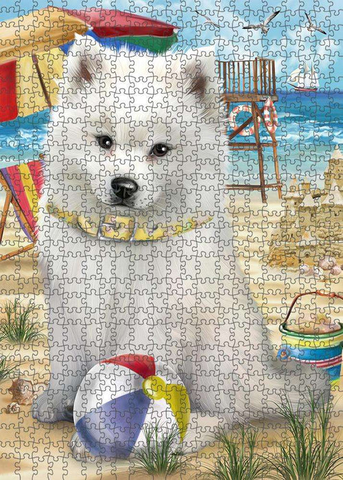 Pet Friendly Beach American Eskimo Dog Puzzle with Photo Tin PUZL53577