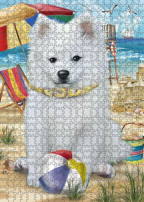 Pet Friendly Beach American Eskimo Dog Puzzle with Photo Tin PUZL53580