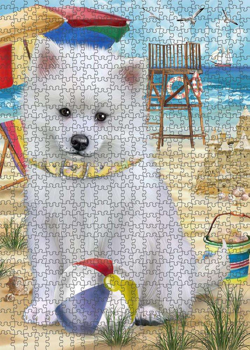 Pet Friendly Beach American Eskimo Dog Puzzle with Photo Tin PUZL53586
