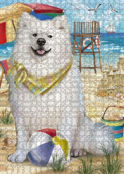 Pet Friendly Beach American Eskimo Dog Puzzle with Photo Tin PUZL53589