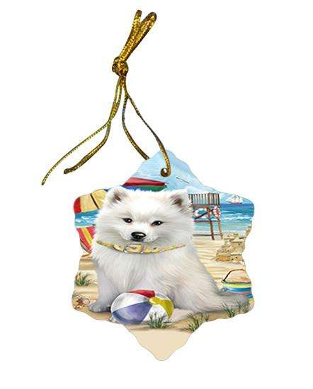 Pet Friendly Beach American Eskimo Dog Star Porcelain Ornament SPOR49949