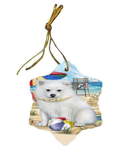 Pet Friendly Beach American Eskimo Dog Star Porcelain Ornament SPOR49951
