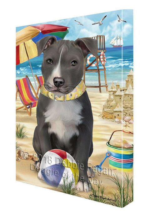 Pet Friendly Beach American Staffordshire Terrier Dog Canvas Wall Art CVS66013