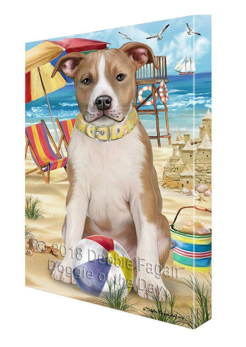 Pet Friendly Beach American Staffordshire Terrier Dog Canvas Wall Art CVS66022