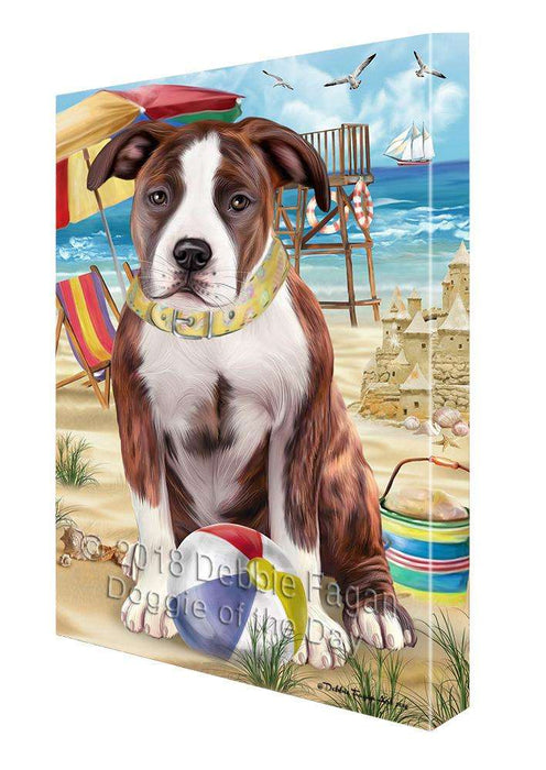 Pet Friendly Beach American Staffordshire Terrier Dog Canvas Wall Art CVS66040