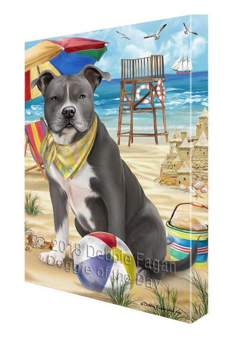 Pet Friendly Beach American Staffordshire Terrier Dog Canvas Wall Art CVS66049