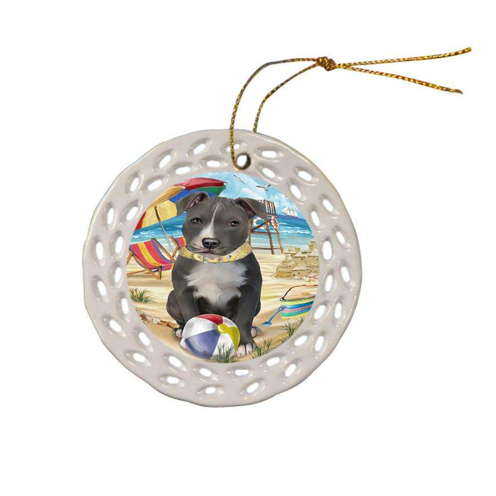 Pet Friendly Beach American Staffordshire Terrier Dog Ceramic Doily Ornament DPOR49963