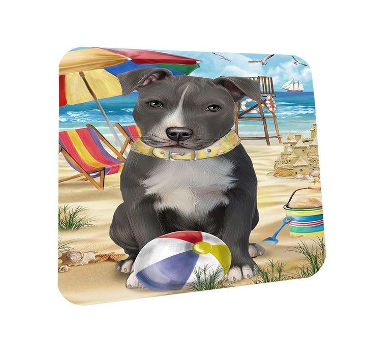 Pet Friendly Beach American Staffordshire Terrier Dog Coasters Set of 4 CST49922