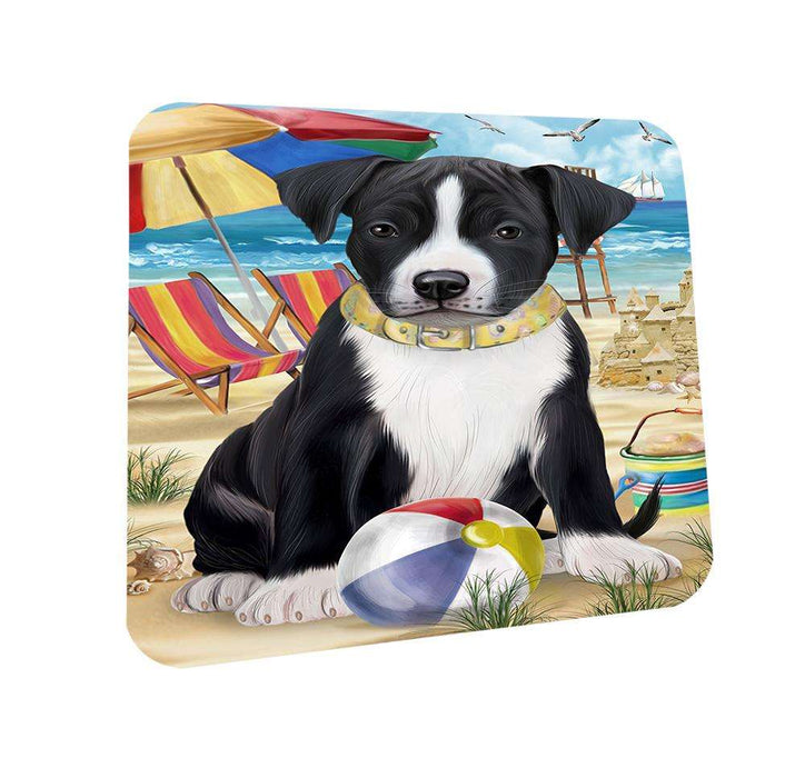 Pet Friendly Beach American Staffordshire Terrier Dog Coasters Set of 4 CST49924