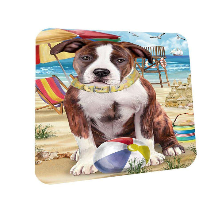 Pet Friendly Beach American Staffordshire Terrier Dog Coasters Set of 4 CST49925