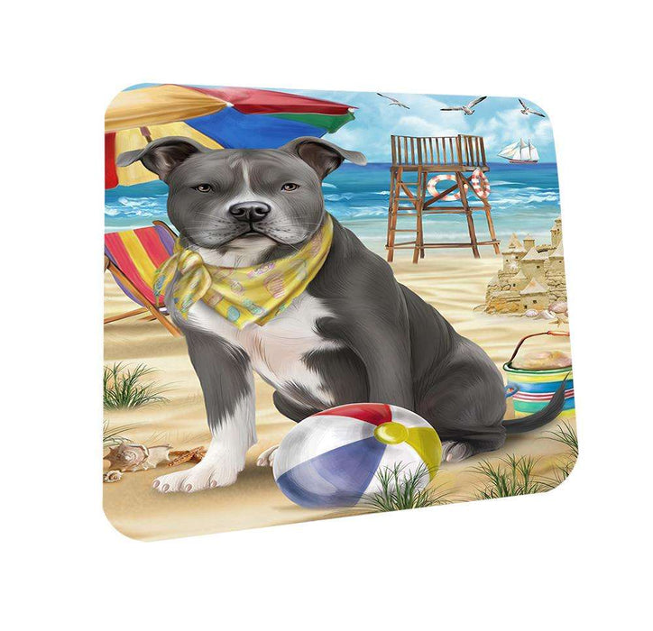 Pet Friendly Beach American Staffordshire Terrier Dog Coasters Set of 4 CST49926