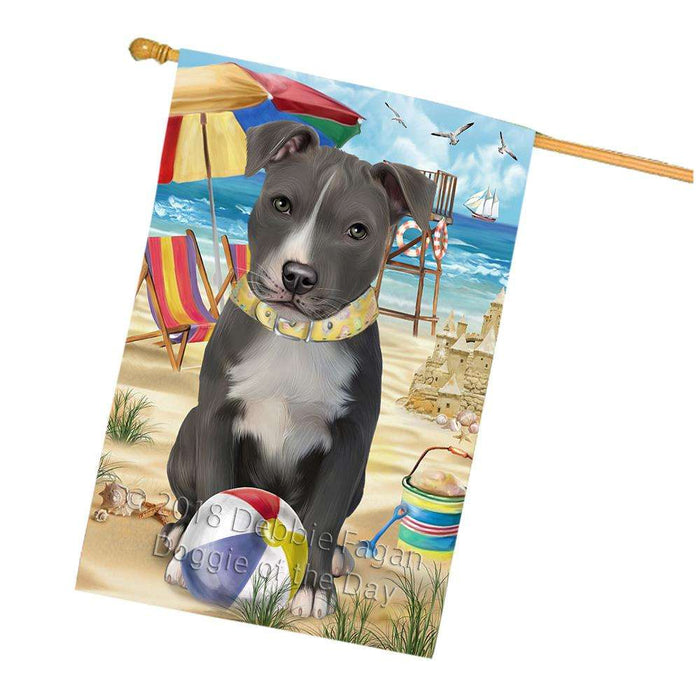 Pet Friendly Beach American Staffordshire Terrier Dog House Flag FLG49928