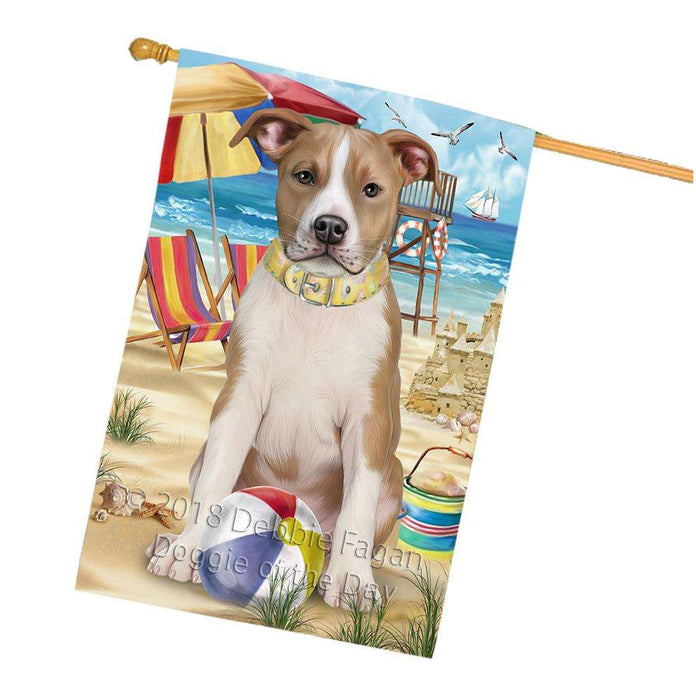 Pet Friendly Beach American Staffordshire Terrier Dog House Flag FLG49929