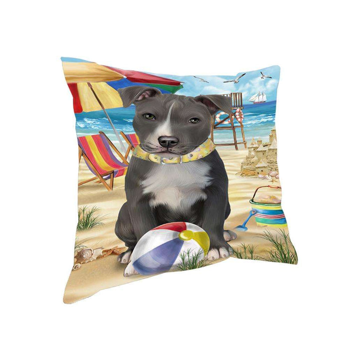 Pet Friendly Beach American Staffordshire Terrier Dog Pillow PIL55708