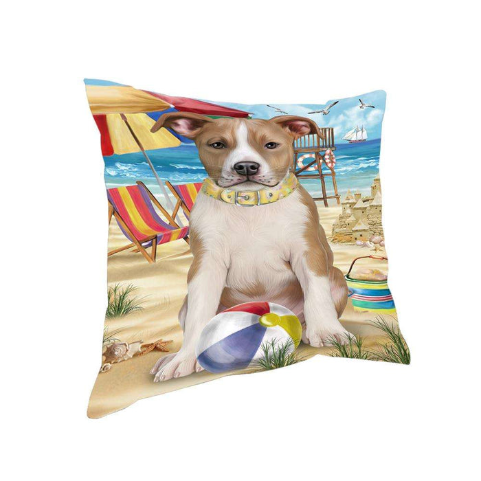 Pet Friendly Beach American Staffordshire Terrier Dog Pillow PIL55712