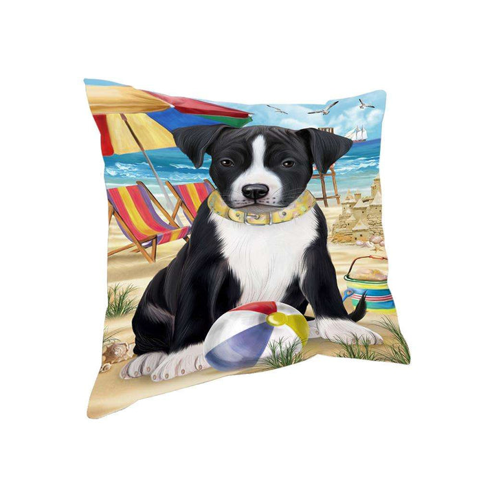 Pet Friendly Beach American Staffordshire Terrier Dog Pillow PIL55716