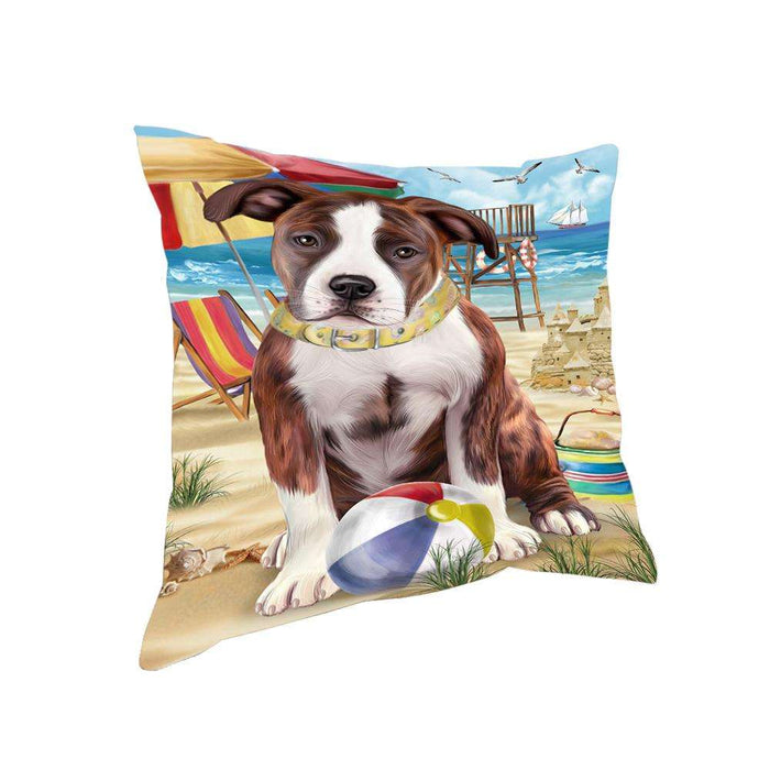 Pet Friendly Beach American Staffordshire Terrier Dog Pillow PIL55720