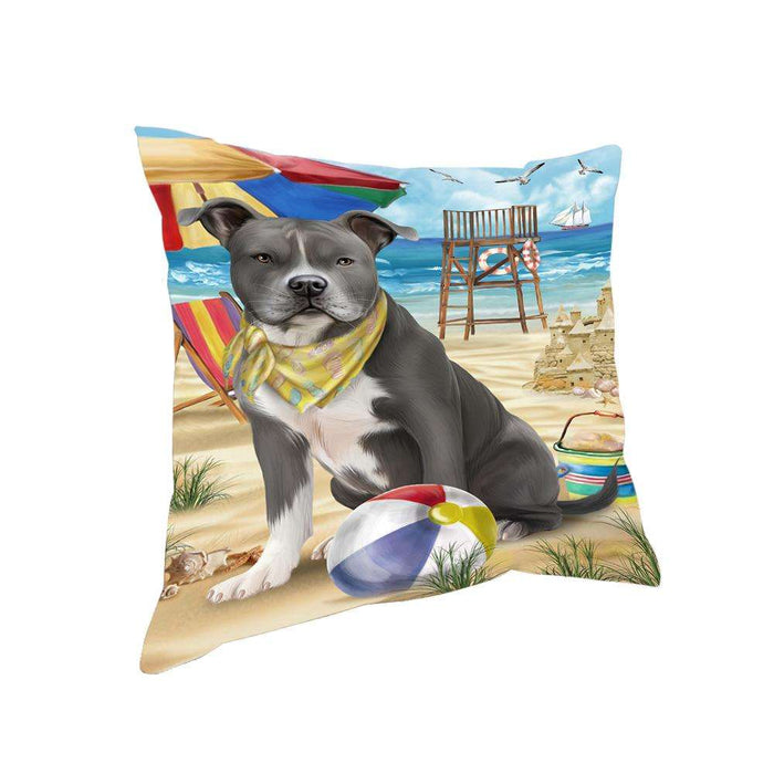 Pet Friendly Beach American Staffordshire Terrier Dog Pillow PIL55724