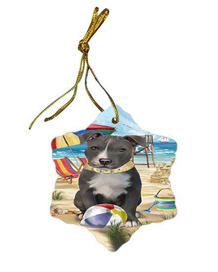 Pet Friendly Beach American Staffordshire Terrier Dog Star Porcelain Ornament SPOR49955