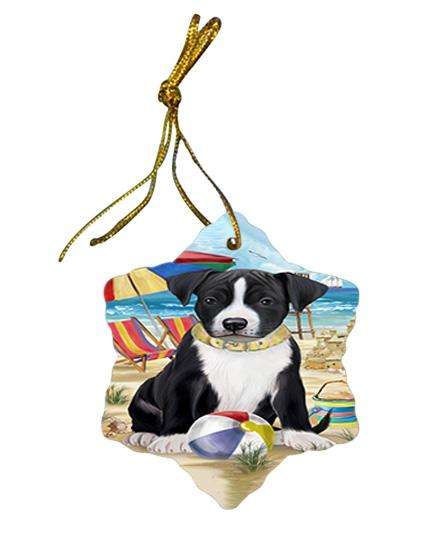Pet Friendly Beach American Staffordshire Terrier Dog Star Porcelain Ornament SPOR49957
