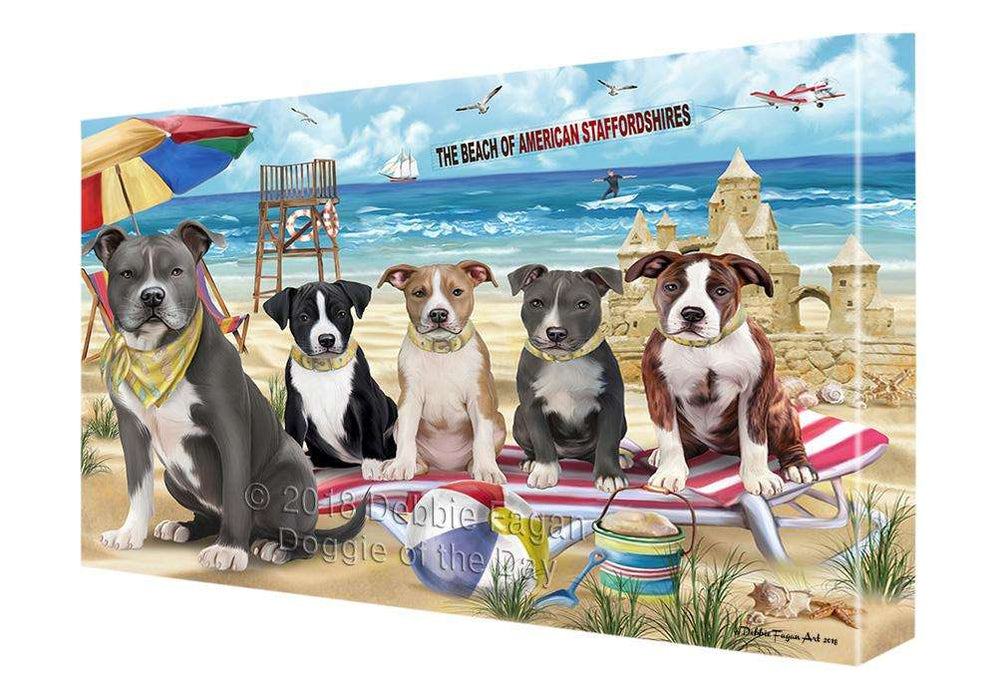 Pet Friendly Beach American Staffordshire Terriers Dog Canvas Wall Art CVS66004