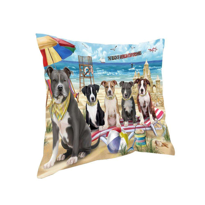 Pet Friendly Beach American Staffordshire Terriers Dog Pillow PIL55704