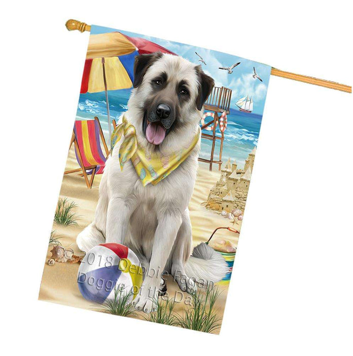Pet Friendly Beach Anatolian Shepherd Dog House Flag FLG49938