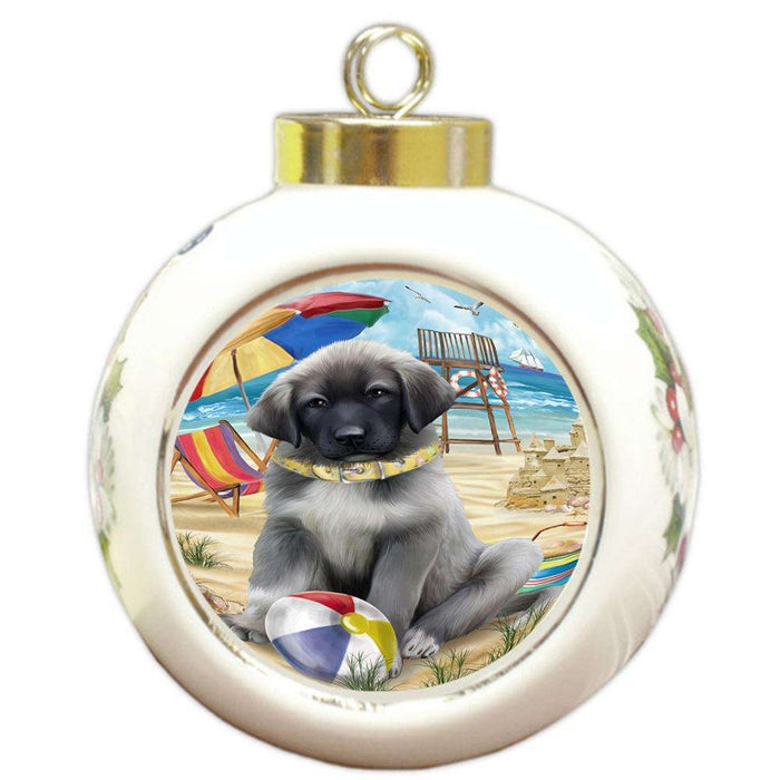 Pet Friendly Beach Anatolian Shepherd Dog Round Ball Christmas Ornament RBPOR49971