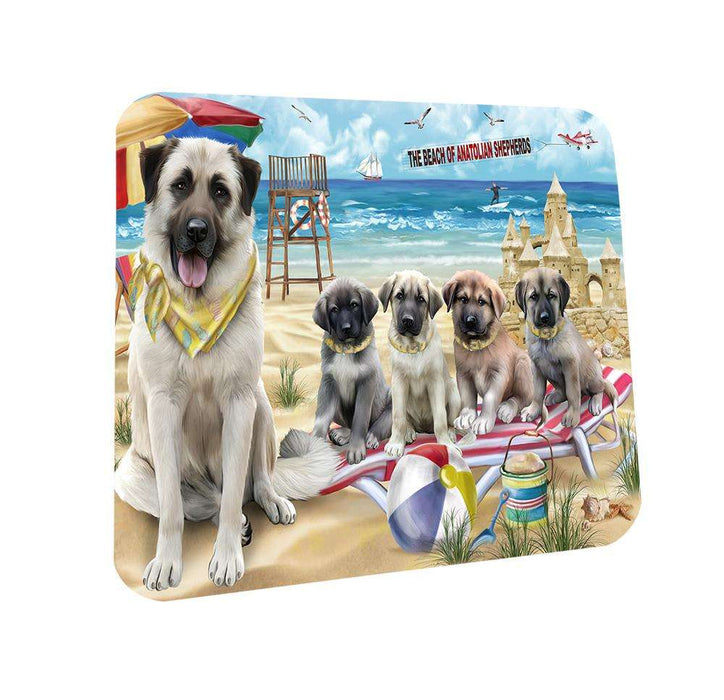 Pet Friendly Beach Anatolian Shepherds Dog Coasters Set of 4 CST49931