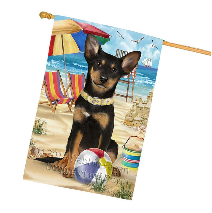 Pet Friendly Beach Australian Kelpie Dog House Flag FLG49940