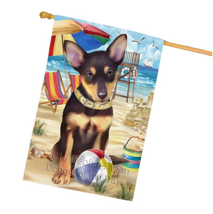 Pet Friendly Beach Australian Kelpie Dog House Flag FLG49941
