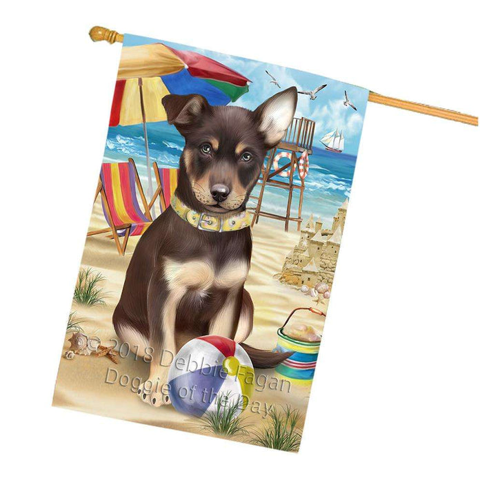 Pet Friendly Beach Australian Kelpie Dog House Flag FLG49942