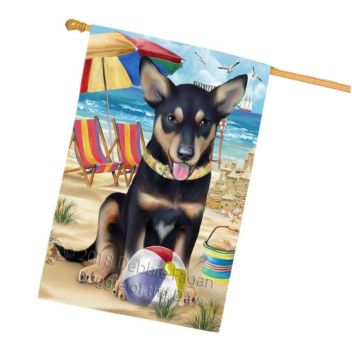 Pet Friendly Beach Australian Kelpie Dog House Flag FLG49943