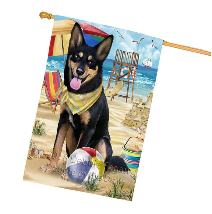 Pet Friendly Beach Australian Kelpie Dog House Flag FLG49944