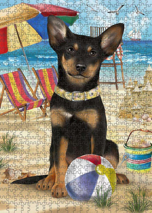Pet Friendly Beach Australian Kelpie Dog Puzzle with Photo Tin PUZL53631