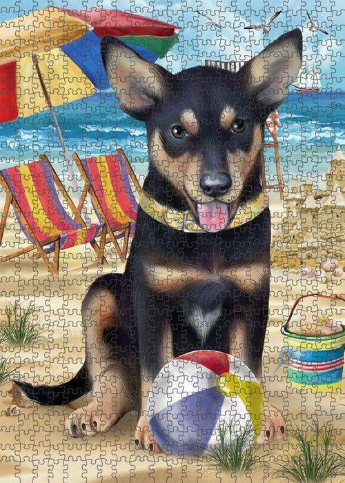 Pet Friendly Beach Australian Kelpie Dog Puzzle with Photo Tin PUZL53640