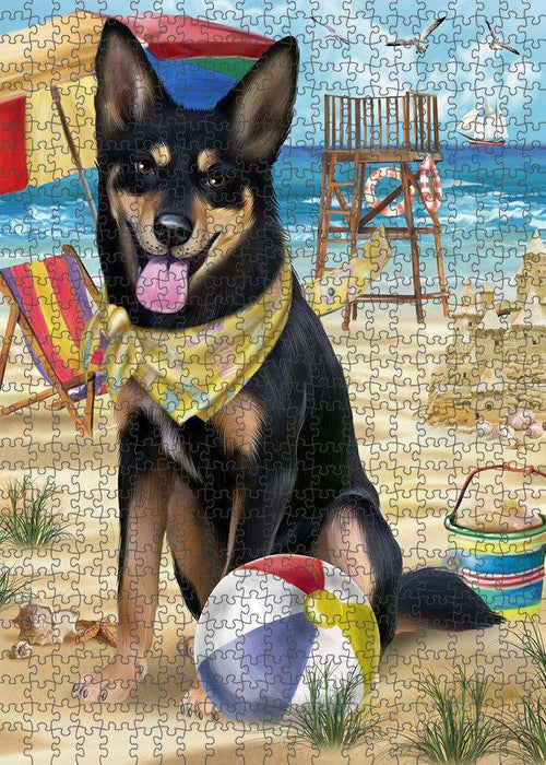 Pet Friendly Beach Australian Kelpie Dog Puzzle with Photo Tin PUZL53643