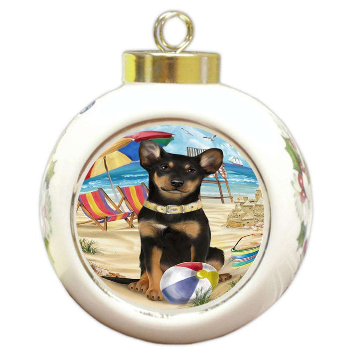 Pet Friendly Beach Australian Kelpie Dog Round Ball Christmas Ornament RBPOR49975
