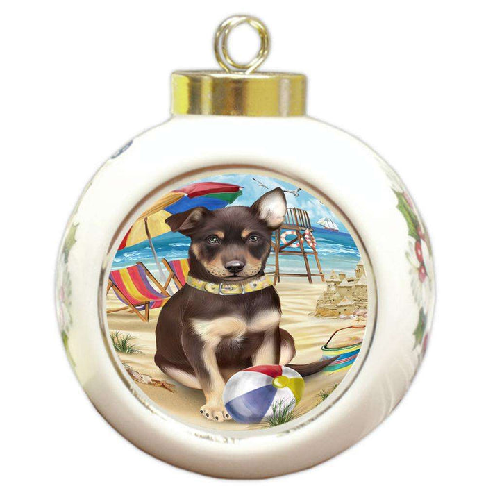 Pet Friendly Beach Australian Kelpie Dog Round Ball Christmas Ornament RBPOR49977