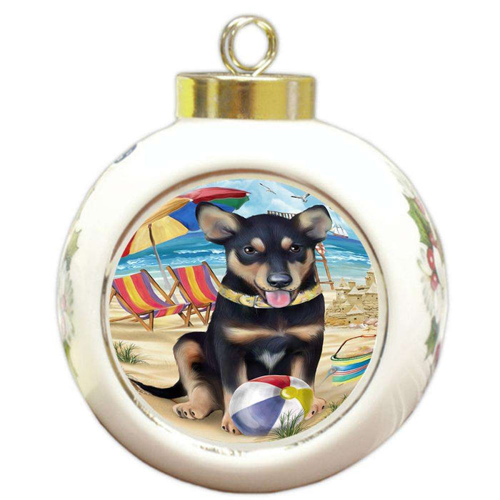 Pet Friendly Beach Australian Kelpie Dog Round Ball Christmas Ornament RBPOR49978