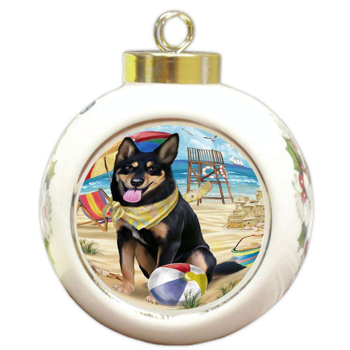 Pet Friendly Beach Australian Kelpie Dog Round Ball Christmas Ornament RBPOR49979