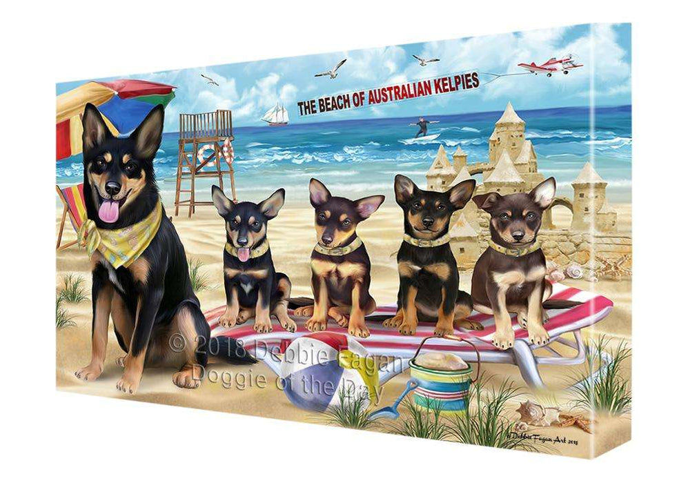 Pet Friendly Beach Australian Kelpies Dog Canvas Wall Art CVS65464