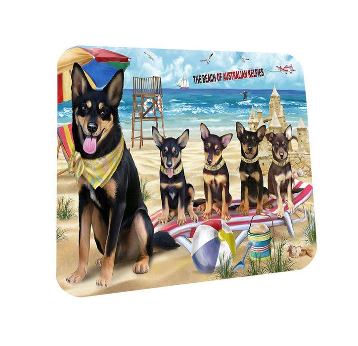Pet Friendly Beach Australian Kelpies Dog Coasters Set of 4 CST49933