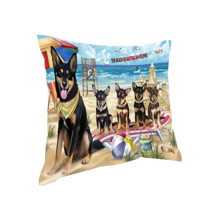 Pet Friendly Beach Australian Kelpies Dog Pillow PIL55752