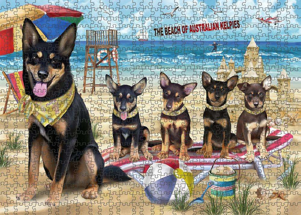 Pet Friendly Beach Australian Kelpies Dog Puzzle with Photo Tin PUZL53628