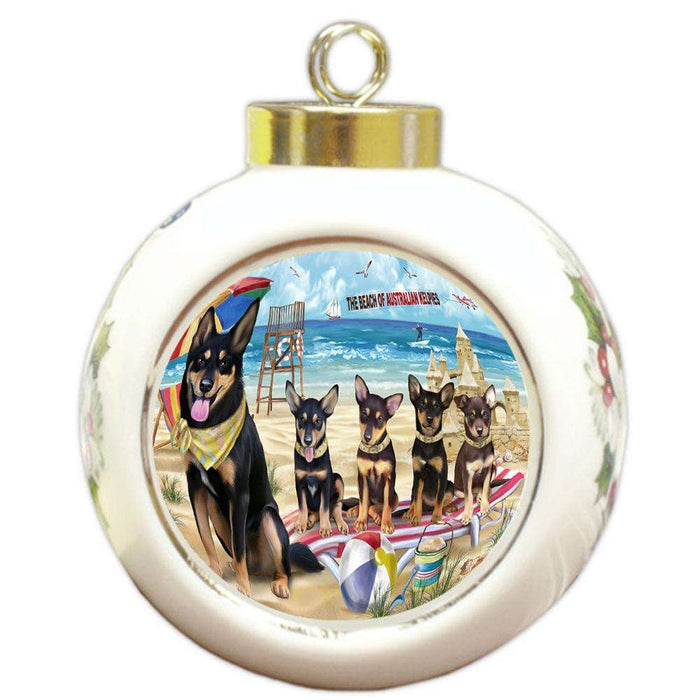 Pet Friendly Beach Australian Kelpies Dog Round Ball Christmas Ornament RBPOR49974